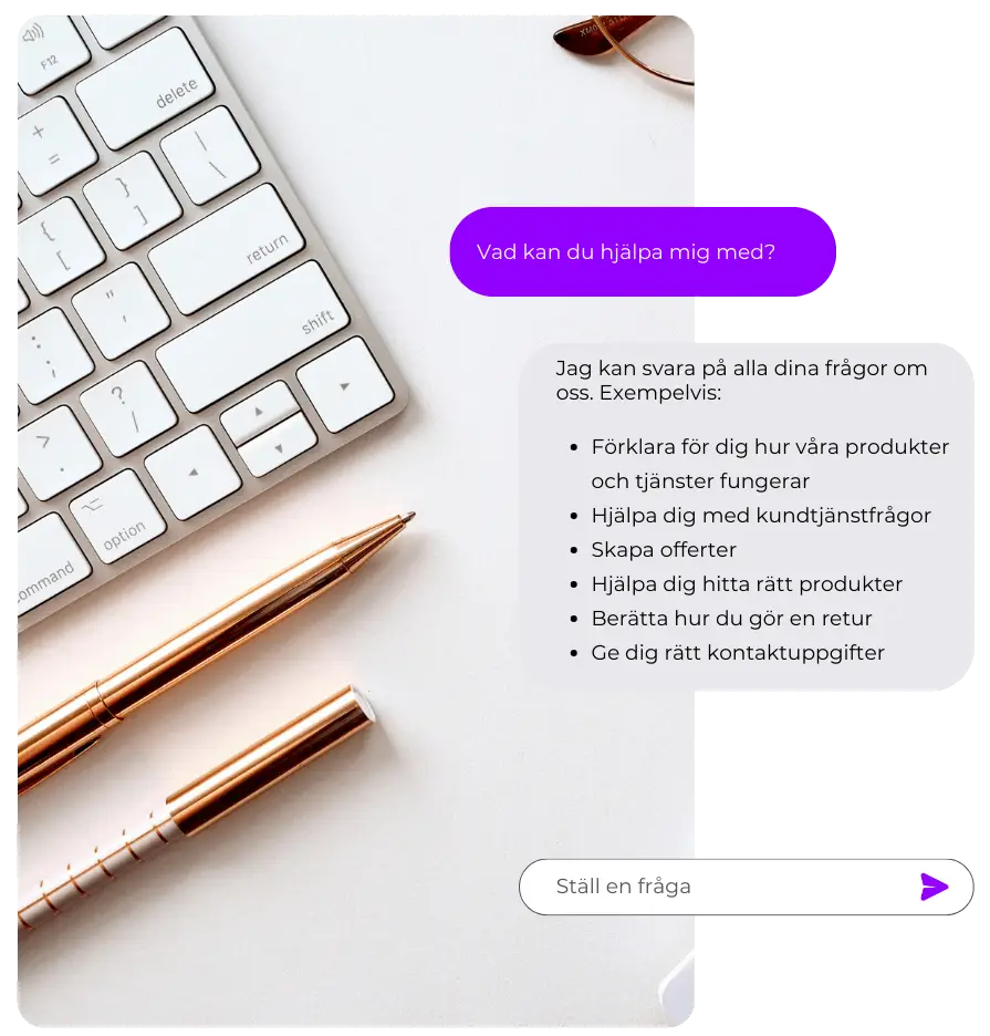 Bild som visar vilka frågor man kan ställa en chattbot